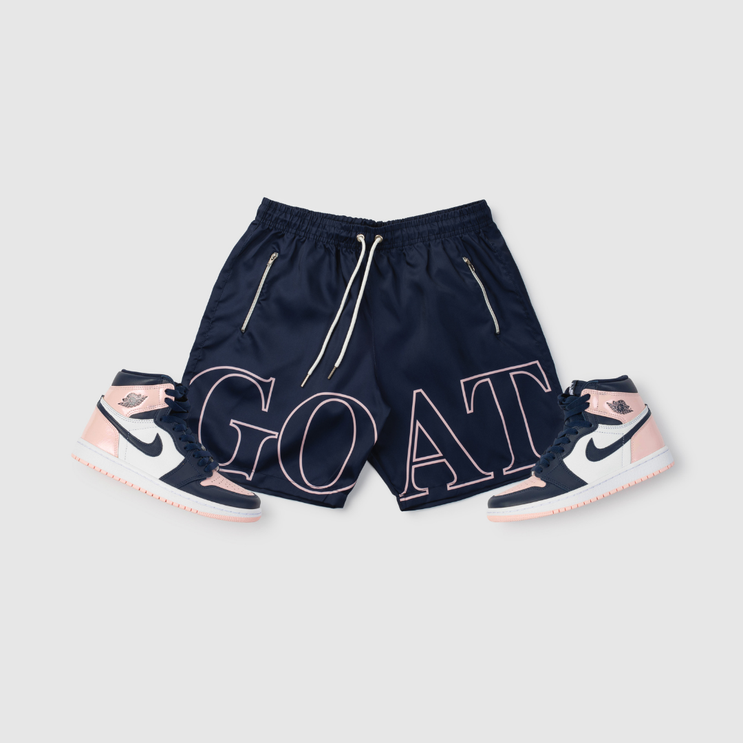 GOAT Track Shorts (Navy/Bubblegum Pink)