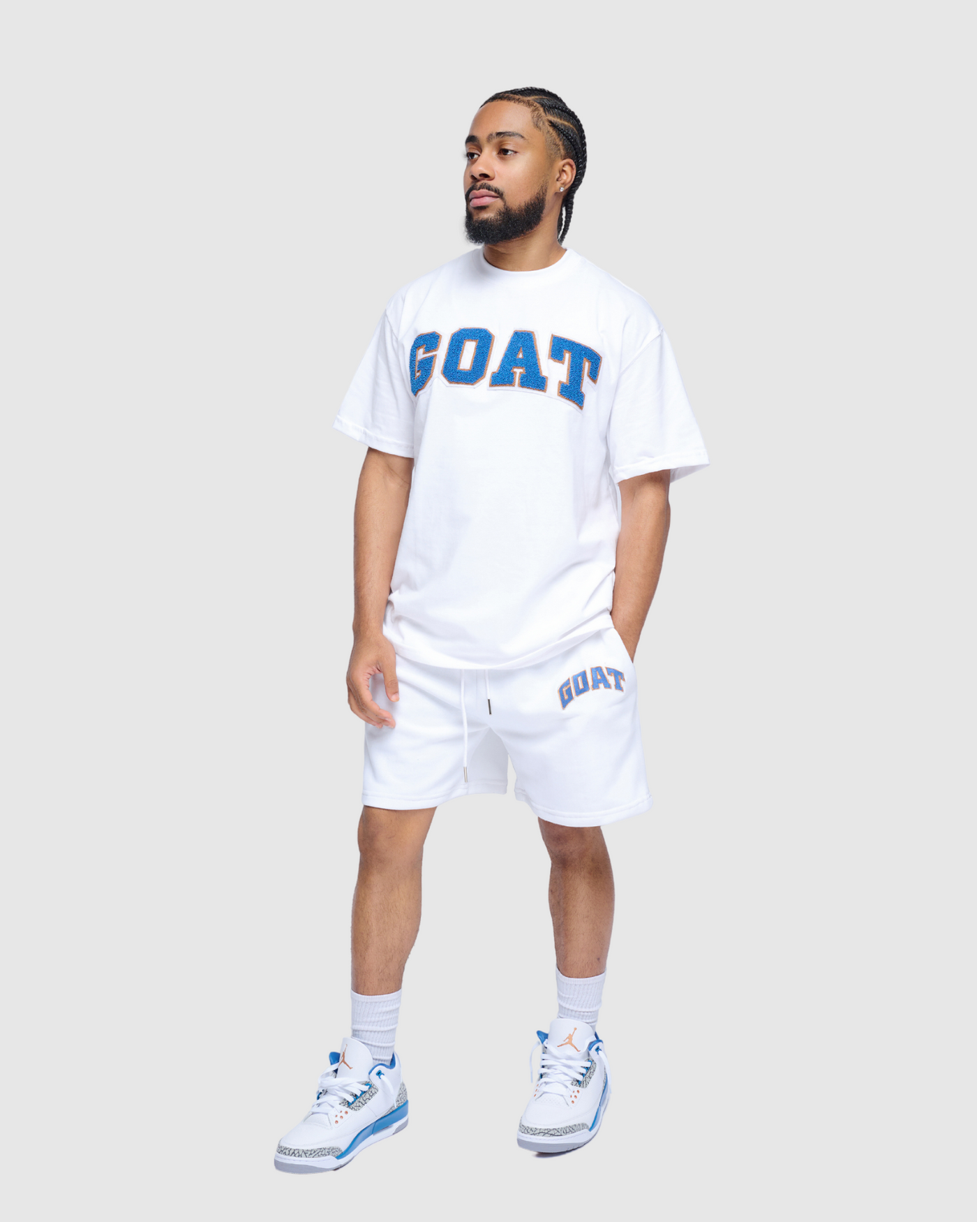 GOAT Chenille Tee and Shorts Set (Wizards White)