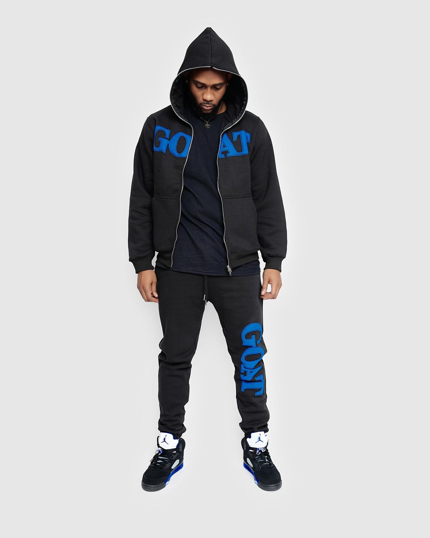 GOAT Full Zip Sweatsuit (Black/Racer Blue)