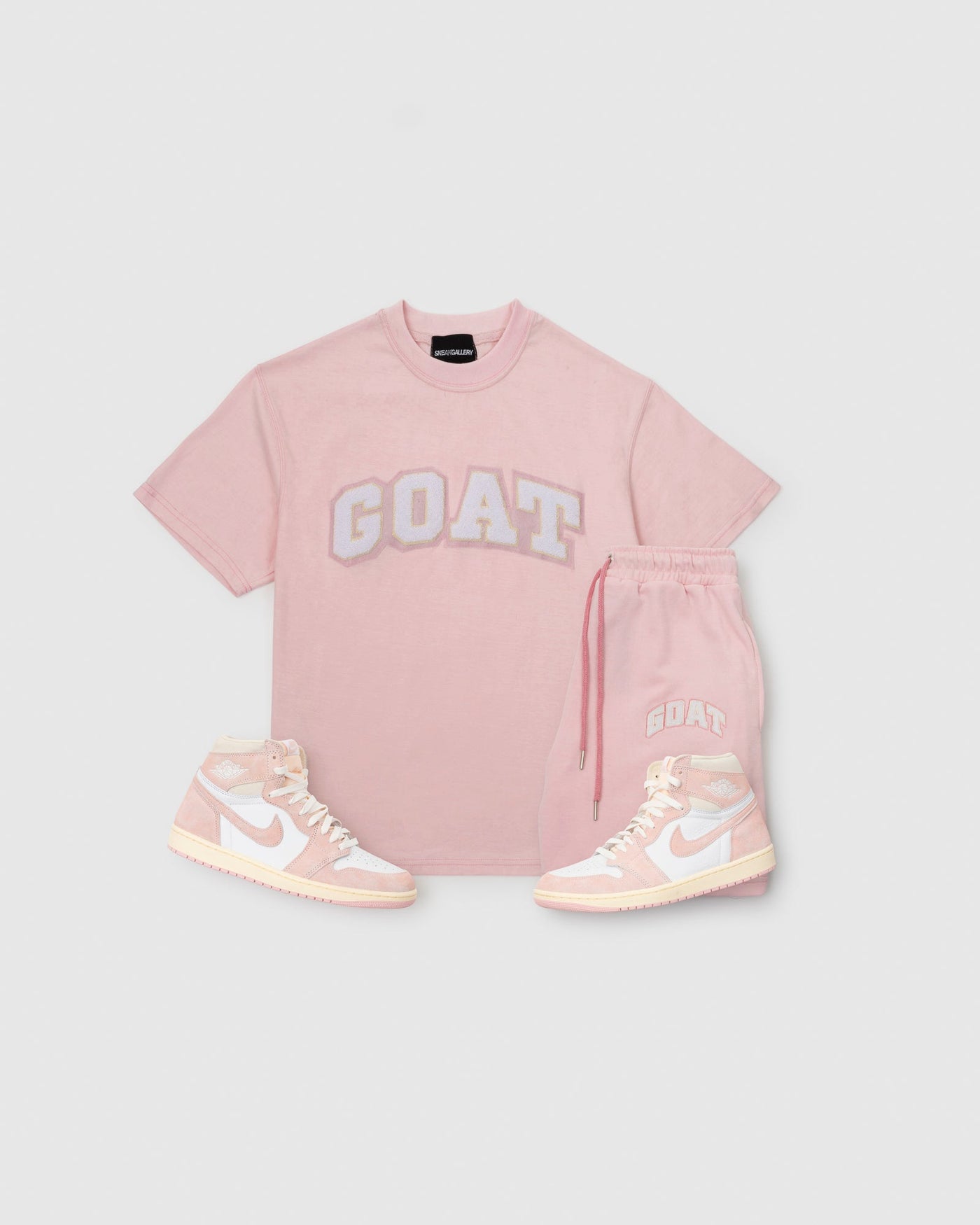 GOAT Chenille Tee and Shorts Set (Washed Pink)
